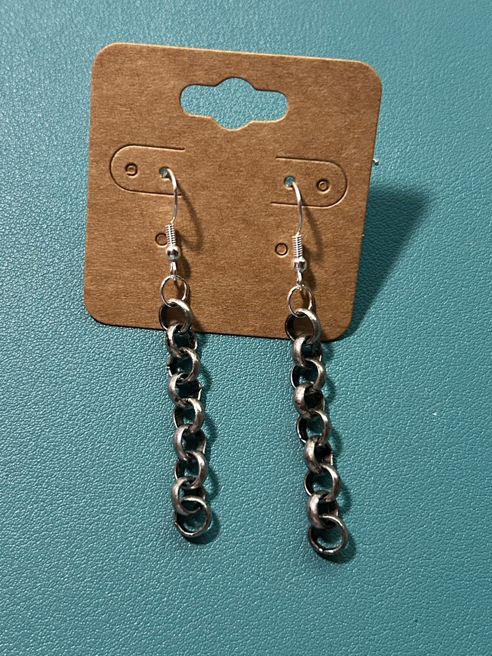 Tarnished Silver Chain Link Drop Earrings